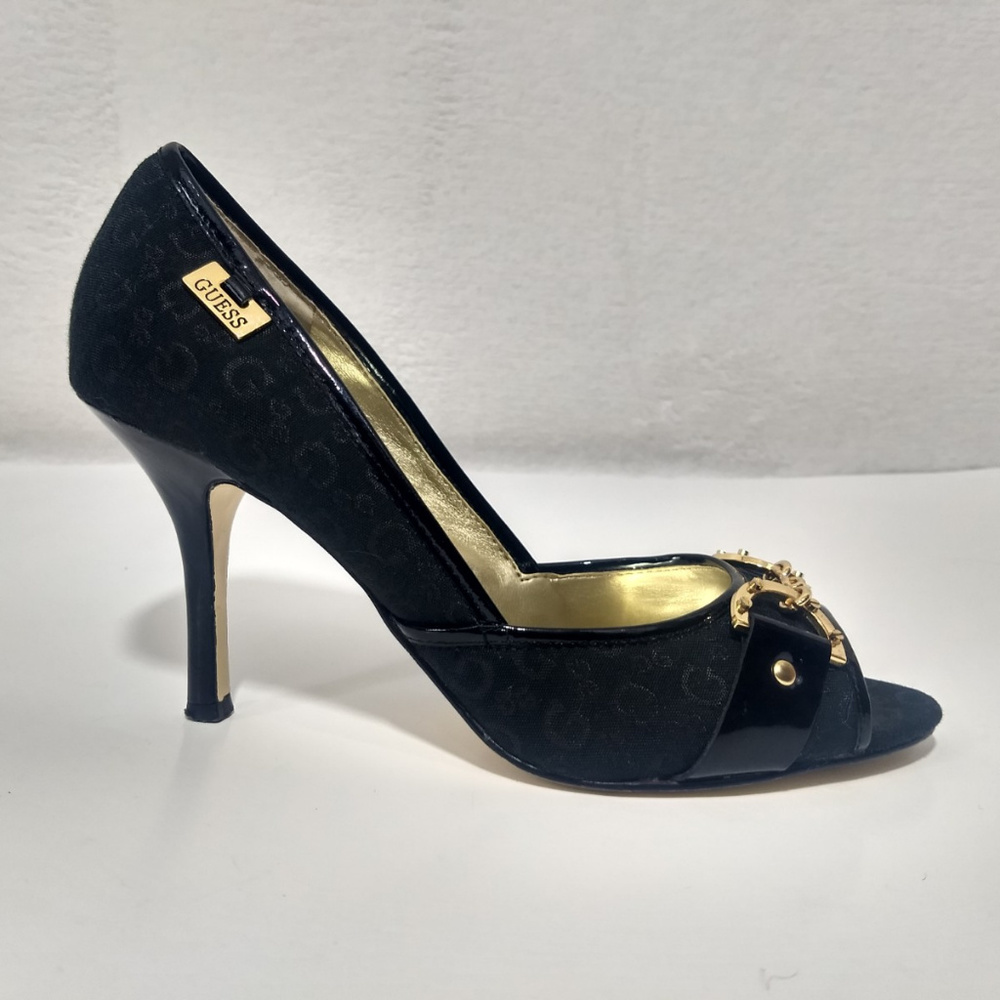 Guess black open-toe heels
